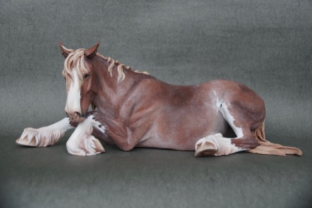 Bluebell resin, scale 1:10, painted to a roan sabino in 2023